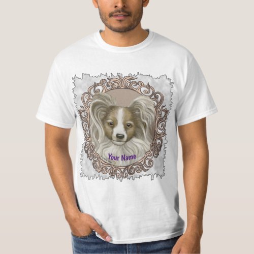 Papillon Dog custom name  T_Shirt