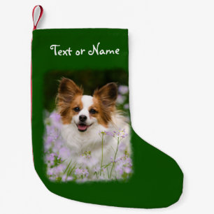 Papillon Dog Cute Pet Photo - Personalized Santa Small Christmas Stocking