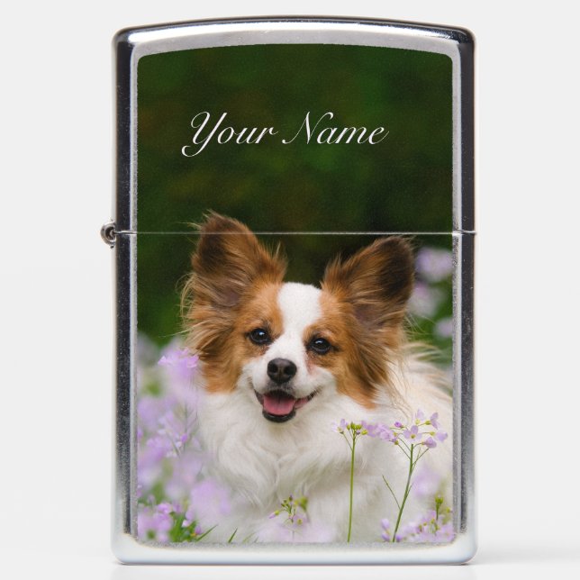 Papillon Dog Cute Romantic - Personalized - Zippo Lighter (Front)