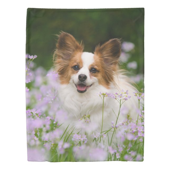 Papillon Dog Cute Romantic Portrait Photo - Duvet Cover (Front)