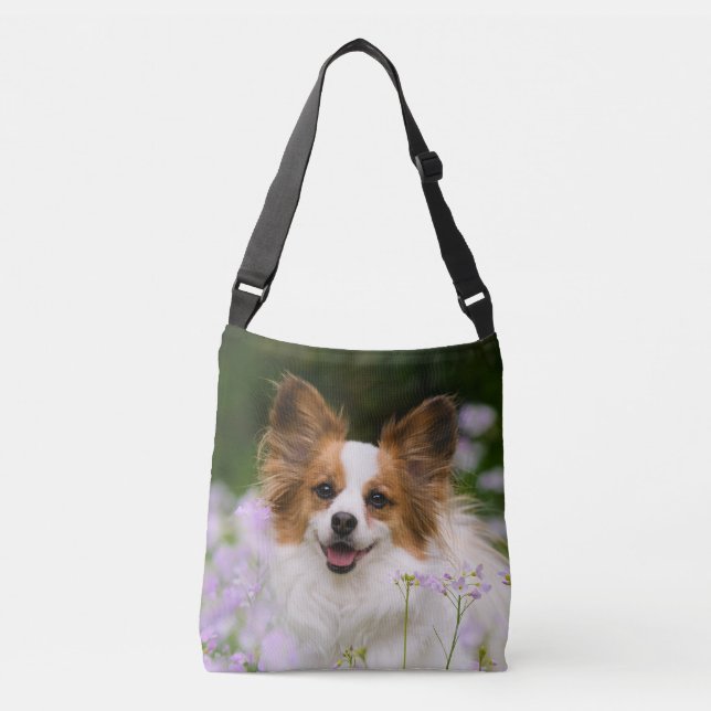 Papillon Dog Cute Romantic Potrait Photo - on Crossbody Bag (Front)