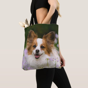 Papillon Dog Cute Romantic Potrait Photo - Tote Bag
