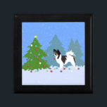 Papillon Dog Decorating Christmas Tree in Forest Keepsake Box<br><div class="desc">Papillon dog breed Christmas design. This silhouette can also represent: Papillon,  Chihuahua,  Long-haired Chihuahua,  Chi,  Butterfly Dog,  Toy Fox Terrier,  Brazilian Terrier,  Squirrel Dog,  Continental Toy Spaniel,  Dwarf Spaniel,  Pap,  Russian Toy Terrier,  Russian Terrier,  Moscow Toy Terrier,  Moscovian Miniature Terrier,  Russkiy Toy</div>