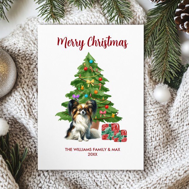 Papillon Dog Family Christmas Holiday Card (Creator Uploaded)