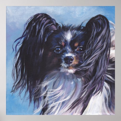 Papillon dog  Fine art print poster