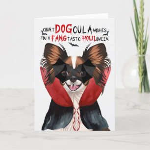 Papillon Dog Funny Count DOGcula Halloween Holiday Card