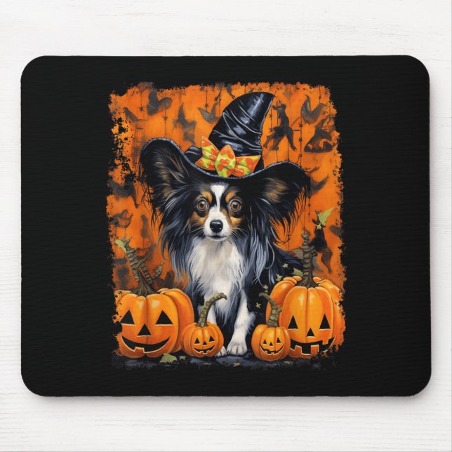 Papillon Dog Halloween Mouse Pad (Front)