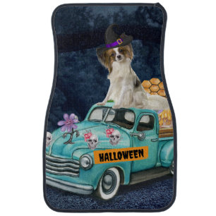 Papillon Dog Halloween Truck Scary Night Car Floor Mat