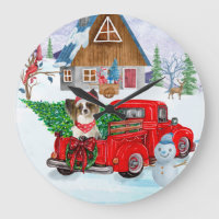 Papillon Dog In Christmas Delivery Truck Snow