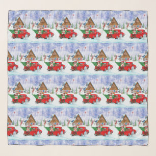 Papillon Dog In Christmas Delivery Truck Snow Scarf