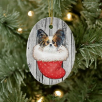 USA Handcrafted Papillon Dog Memorial Holiday Keepsake Christmas Ornament  Pewter