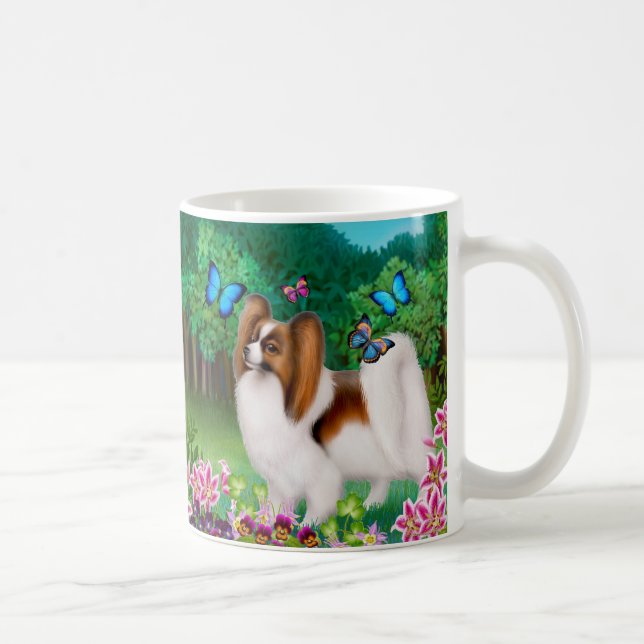Papillon Dog in Garden Mug (Right)
