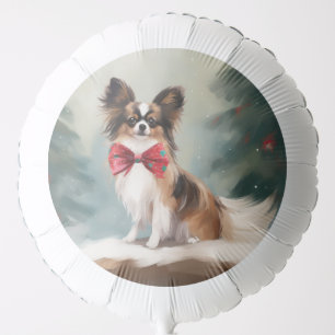 Papillon Dog in Snow Christmas Balloon