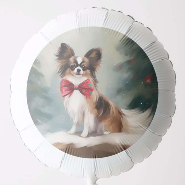 Papillon Dog in Snow Christmas  Balloon (Front)