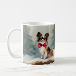 Papillon Dog in Snow Christmas Coffee Mug