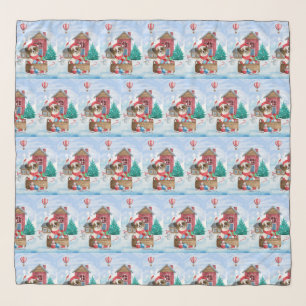 Papillon Dog In snow Christmas Dog House Scarf