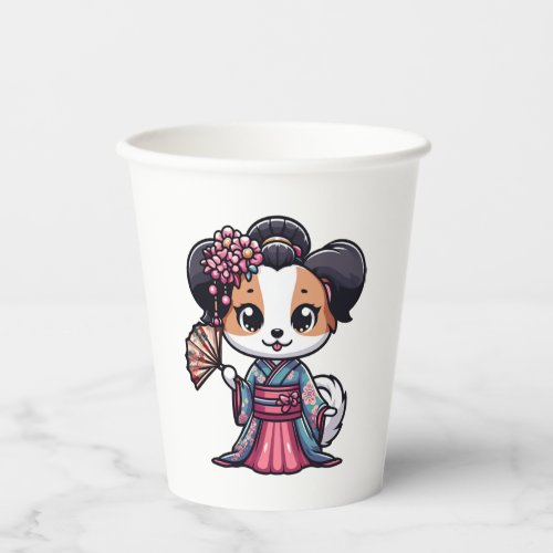 Papillon Dog Kimono   Paper Cups