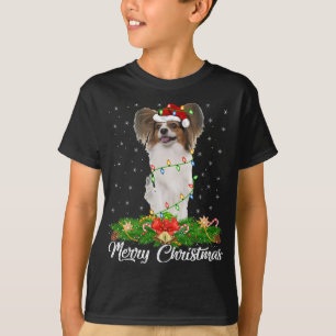 Papillon Dog Lover Matching Santa Hat Papillon Chr T-Shirt