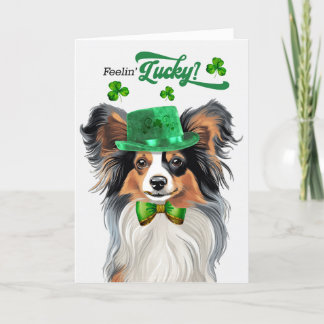 Papillon Dog Lucky St Patrick's Day Holiday Card