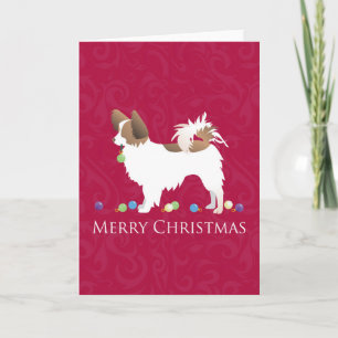 Papillon Dog Merry Christmas Design Holiday Card