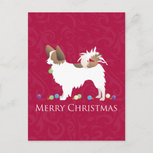 Papillon Dog Merry Christmas Design Holiday Postcard