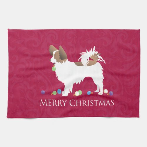 Papillon Dog Merry Christmas Design Towel