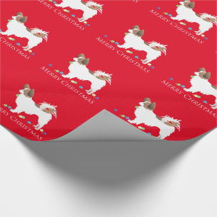 Papillon Dog Merry Christmas Design Wrapping Paper