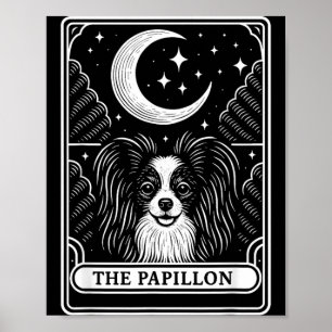 Papillon Dog Mom Tarot Card Vintage Crescent Moon Poster