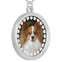 Papillon Dog Oval Necklace