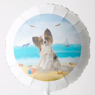 Papillon Dog on Beach Balloon