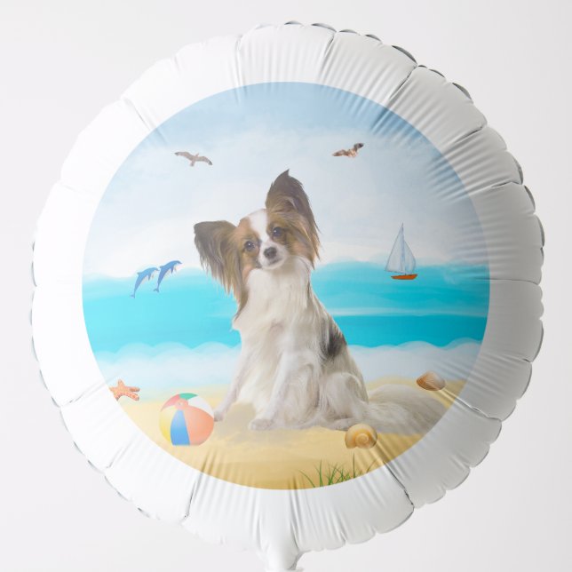 Papillon Dog on Beach Balloon (Front)