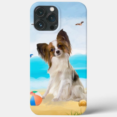 Papillon Dog on Beach iPhone 13 Pro Max Case