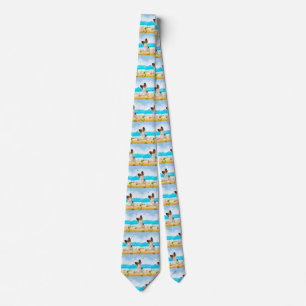 Papillon Dog on Beach Neck Tie