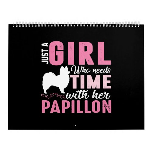 Papillon Dog Owner Girl Gift Calendar