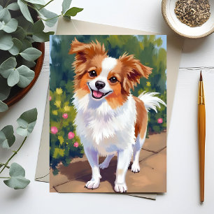 Papillon Dog Pet Watercolor Painting Postcard