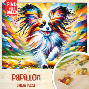 Papillon Dog Portrait Acrylic Art Print Dog Lover Jigsaw Puzzle