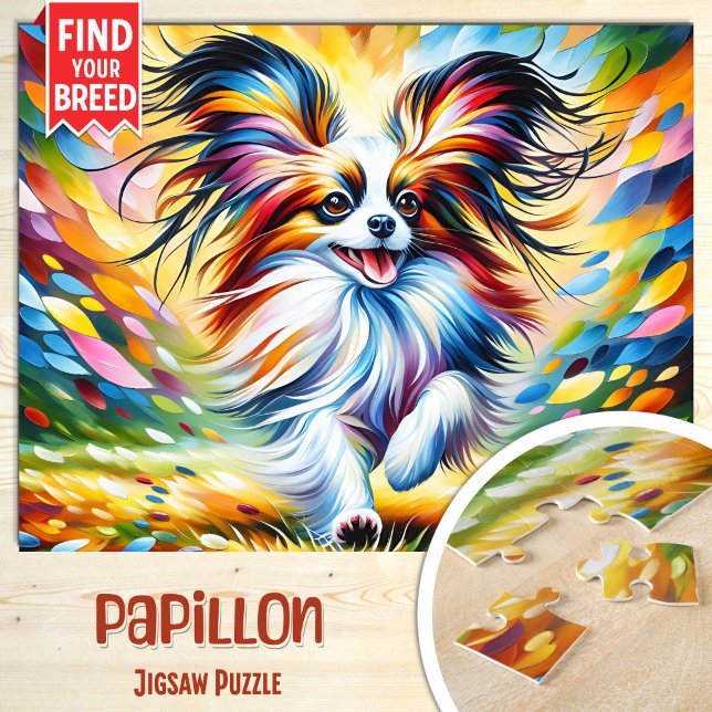 Papillon Dog Portrait Acrylic Art Print Dog Lover Jigsaw Puzzle (Creator Uploaded)