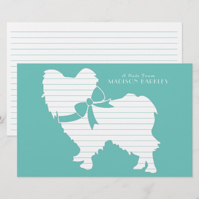 Papillon Dog Puppy Silhouette Stationery (Front/Back)