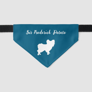 Papillon Dog Puppy Silhouette with Name Pet Bandana Collar