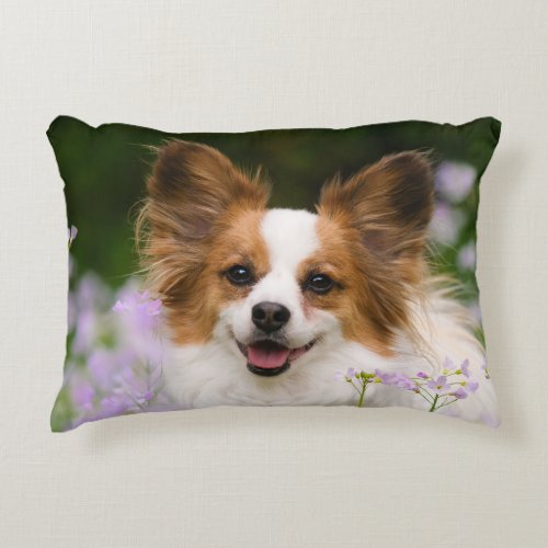 Papillon Dog Romantic Portrait cushiony Accent Pillow