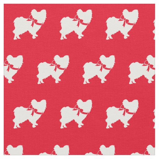 Papillon Dog Silhouette Pet Red Fabric