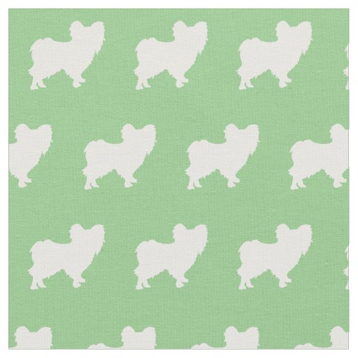 Papillon Dog Silhouette Pet Sage Green Fabric