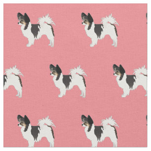Papillon Dog Silhouette Tiled - Basic Fabric