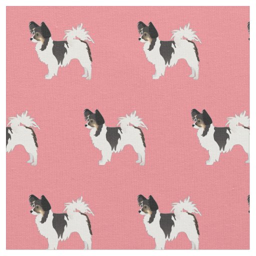 Papillon Dog Silhouette Tiled - Basic Fabric