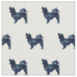 Papillon Dog Silhouette Tiled - Black Watercolor Fabric