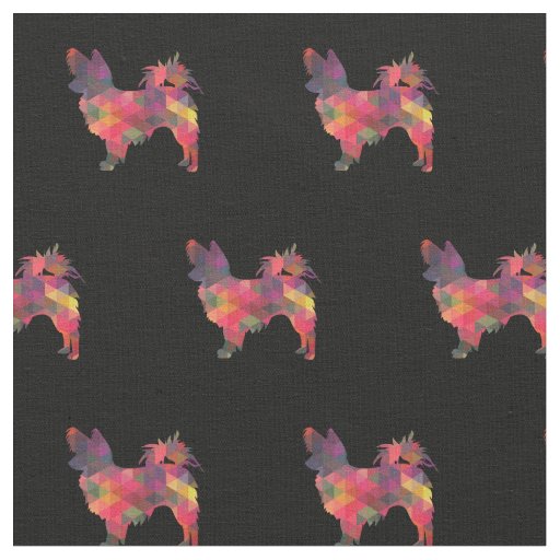 Papillon Dog Silhouette Tiled - Multi Fabric