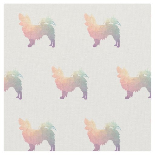 Papillon Dog Silhouette Tiled - Pastel Fabric