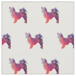 Papillon Dog Silhouette Tiled - Pink Fabric