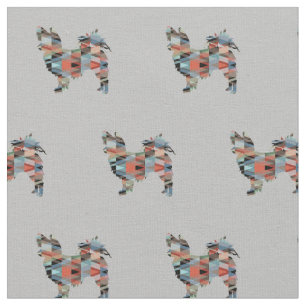 Papillon Dog Silhouette Tiled - Plaid Fabric
