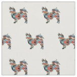 Papillon Dog Silhouette Tiled - Plaid Fabric